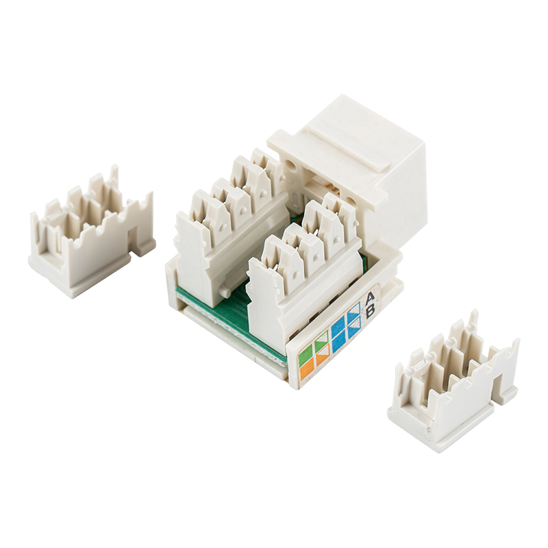 Cat6 uskærmet 90° Keystone Jack (med to skodder) SM-2011H8C5E Cat6 uskærmet 90° Keystone Jack (med to skodder) SM-2011H8C5E