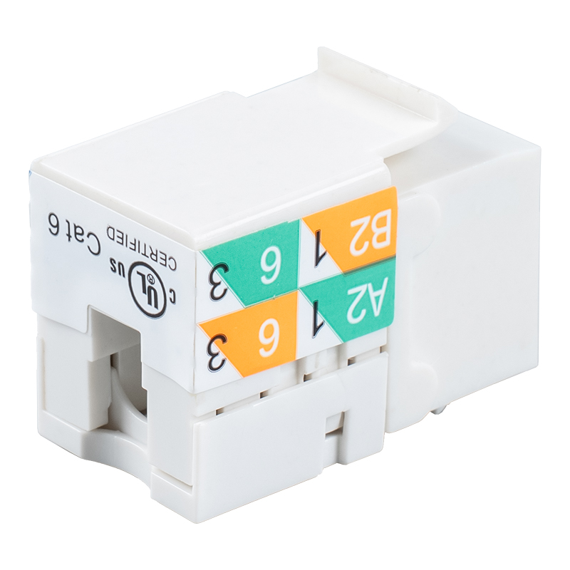 Cat6 uskærmet 90° Keystone-jackstik (kabelføring med to formål) SM-2081D8C6