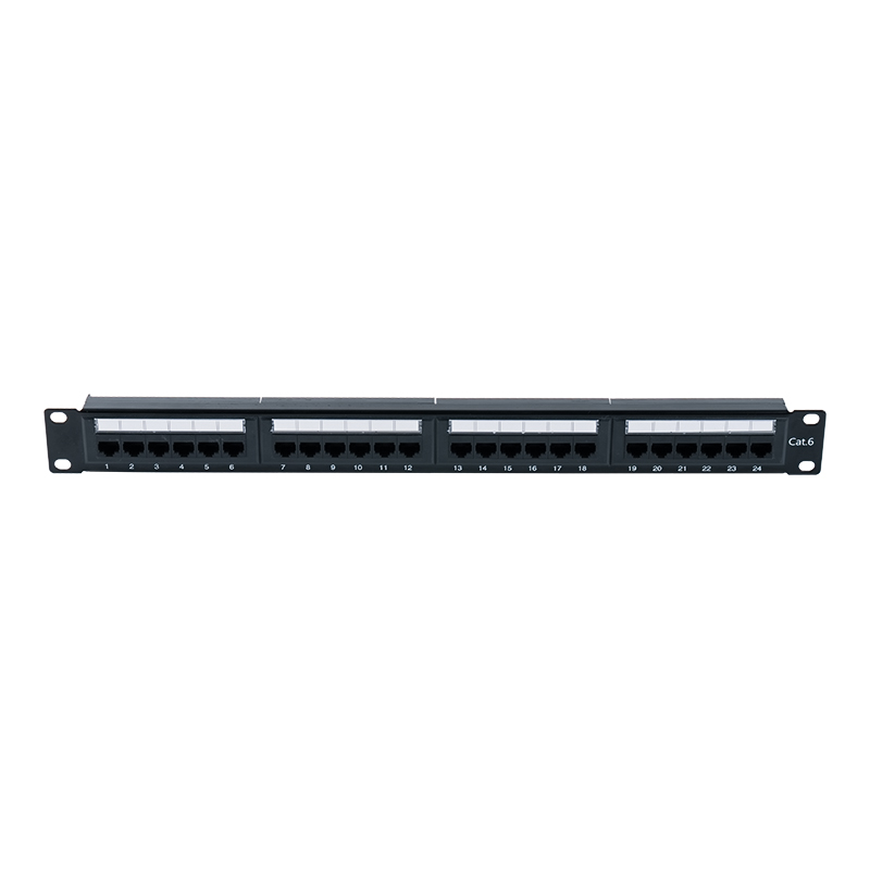 Kategori 6 19-tommer 1U uskærmet 24-ports patchpanel (IDC med dobbelt formål; med plastindsats) SP-3204D24-C6 Kategori 6 19-tommer 1U uskærmet 24-ports patchpanel (IDC med dobbelt formål; med plastindsats) SP-3204D24-C6