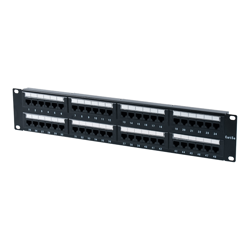 Cat5e 19-tommer 2U uafskærmet 48-ports patchpanel (IDC med dobbelt formål; med plastik papindsats) SP-3204D48-C5E