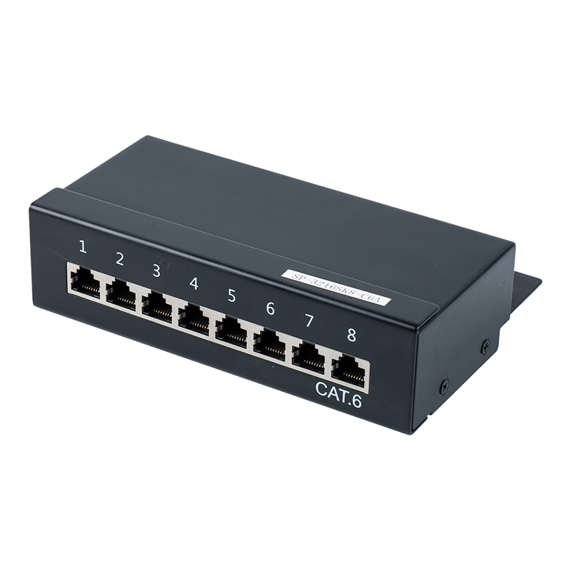 Kategori 6 1U skærmet 8-port patch panel SP-3216SK8-C6