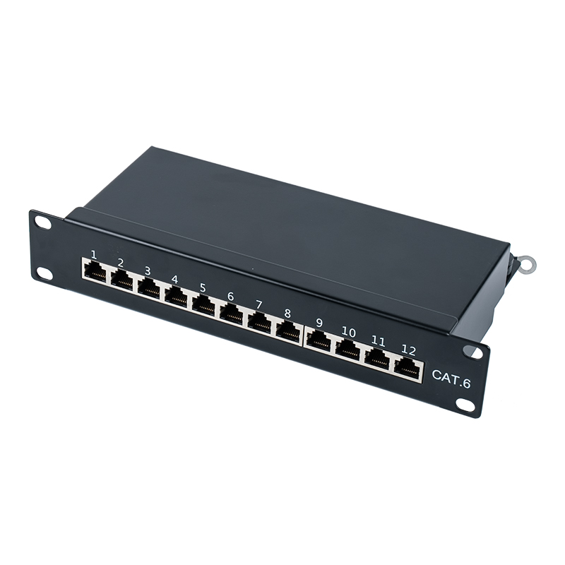 Kategori 6 10-tommer 1U skærmet 12-ports patchpanel SP-3250SK12-C6