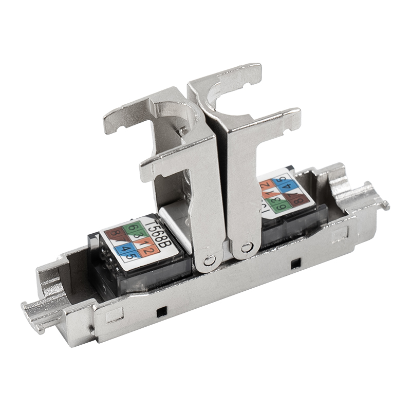 Cat6A afskærmet Push-down Type Værktøjsfrit stik (Enkelt åbning) RJ-604S-1-C6A Cat6A afskærmet Push-down Type Værktøjsfrit stik (Enkelt åbning) RJ-604S-1-C6A