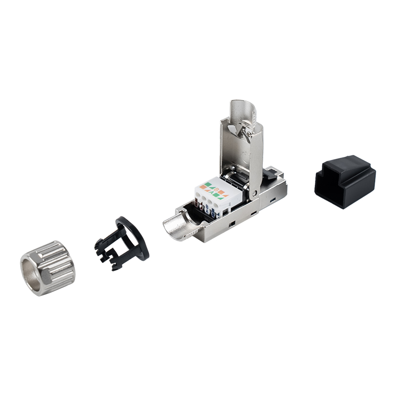 Cat7 skærmet RJ45-stik uden værktøj (med plastikbeskyttelseshylstre) RJ-G50S-1-C7 Cat7 skærmet RJ45-stik uden værktøj (med plastikbeskyttelseshylstre) RJ-G50S-1-C7