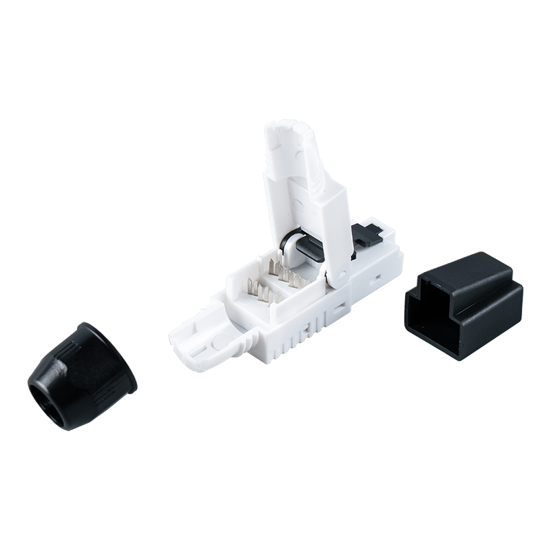 Cat7 Uafskærmet RJ45-stik (med plastikhætter på hovedet) RJ-G50U-1-C7 Cat7 Uafskærmet RJ45-stik (med plastikhætter på hovedet) RJ-G50U-1-C7