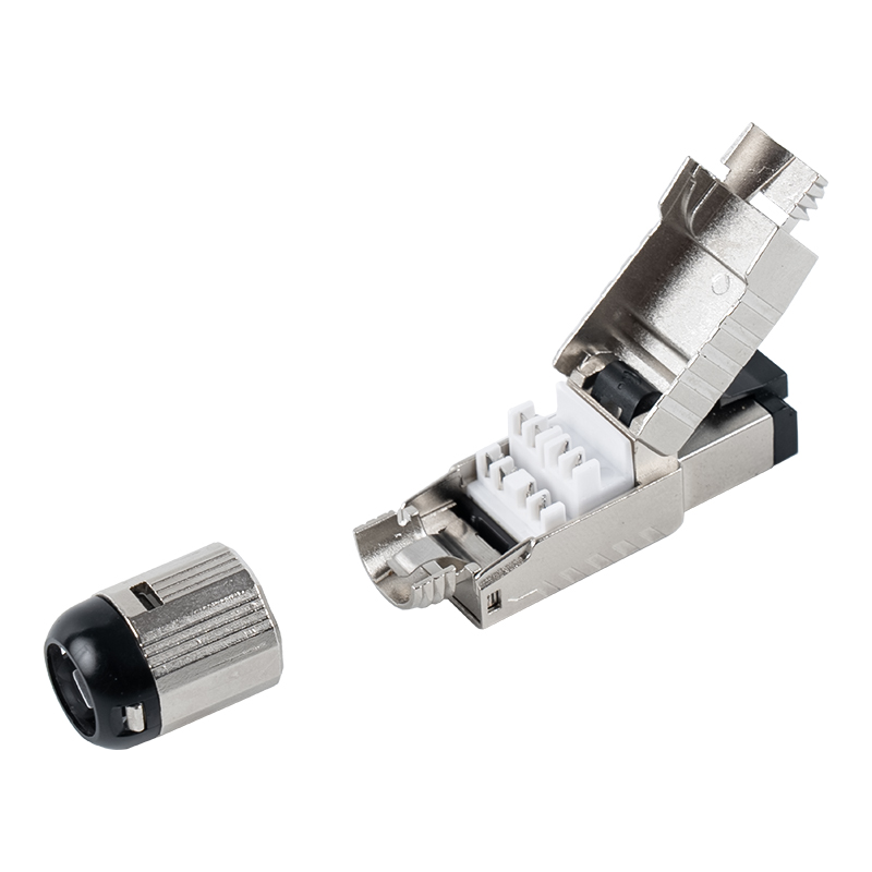 Cat7 skærmet RJ45-stik uden værktøj (med sort plastikfjederklemme) RJ-G60S-1-C7 Cat7 skærmet RJ45-stik uden værktøj (med sort plastikfjederklemme) RJ-G60S-1-C7