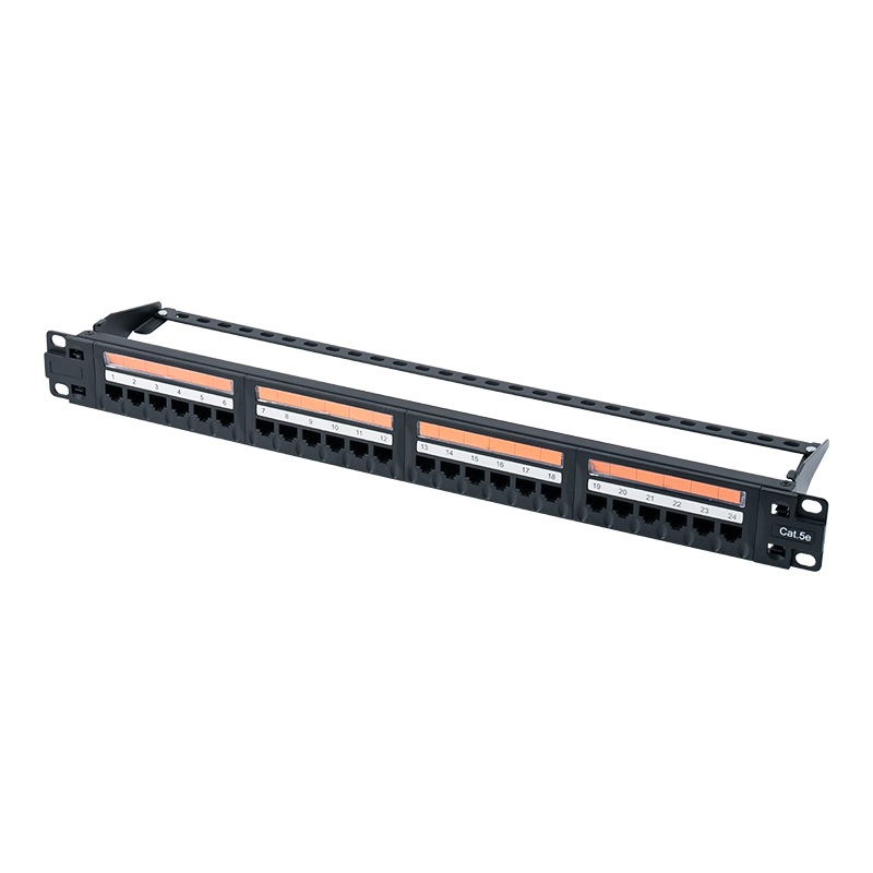 Cat5e 19-tommer 1U uskærmet 24-ports patchpanel (flip-top plastikvindue) SP-3410D24-C5E