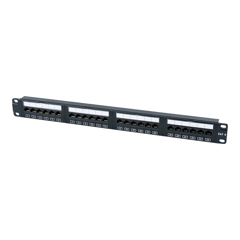 C6 19-tommer 1U uskærmet 24-ports patchpanel (flip-top plastikvindue) SP-3411D24-C6