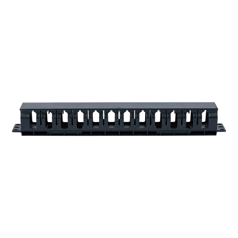 19-tommer 1U plastikkabelstyringspanel (12 åbninger med dæksel) SP-3803-1U